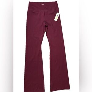 Calvin Klein Performance Burgundy Wine Crossover waist Flare Leggings Yoga Pants